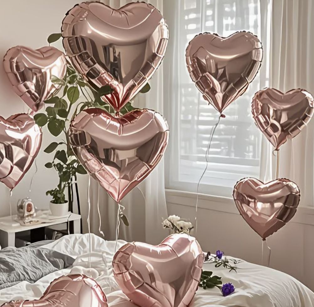 ROSE GOLD MYLAR SHAPE, SHAPE: HEART