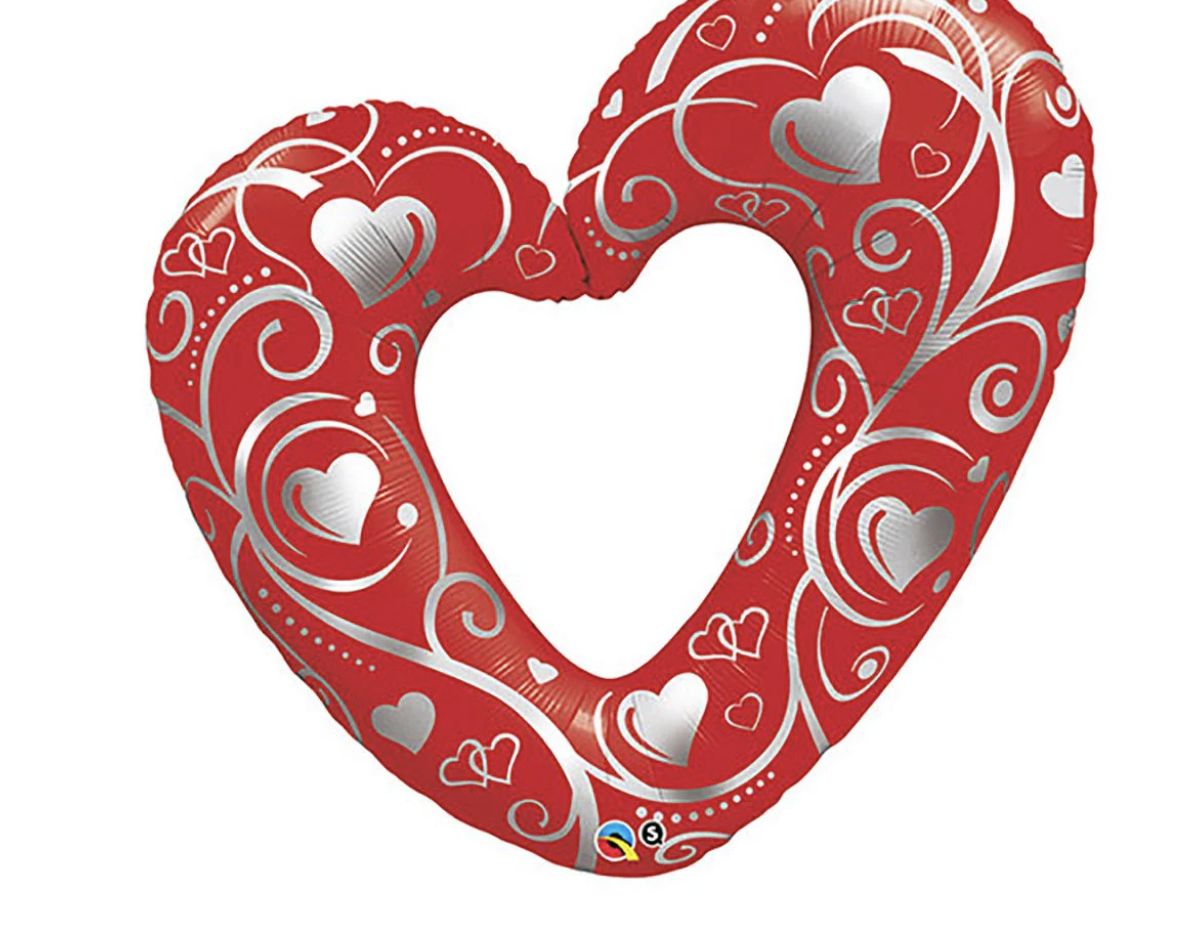 42 inch HEARTS &amp; FILIGREE - RED