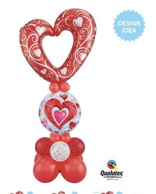 42 inch HEARTS &amp; FILIGREE - RED