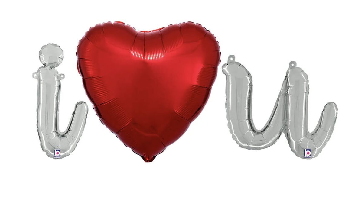 I LOVE (HEART)  YOU CURSIVE, COLOR: SILVER