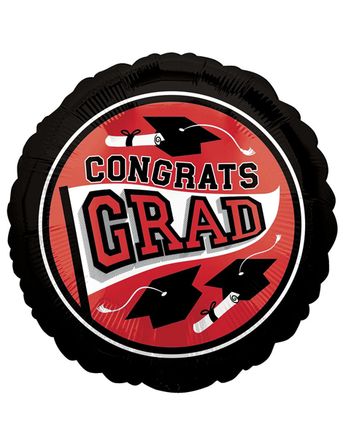 CONGRATS GRAD - 18'' RED/BLK