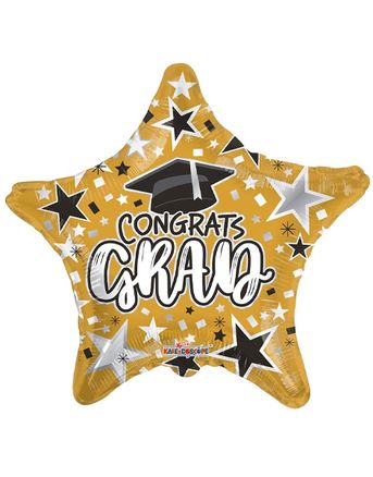 18'' CONGRATS GRAD - GOLD STAR
