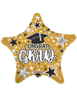 18'' CONGRATS GRAD - GOLD STAR