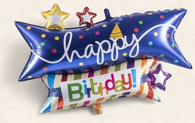 39" HAPPY BIRTHDAY- STARS AND DOTS