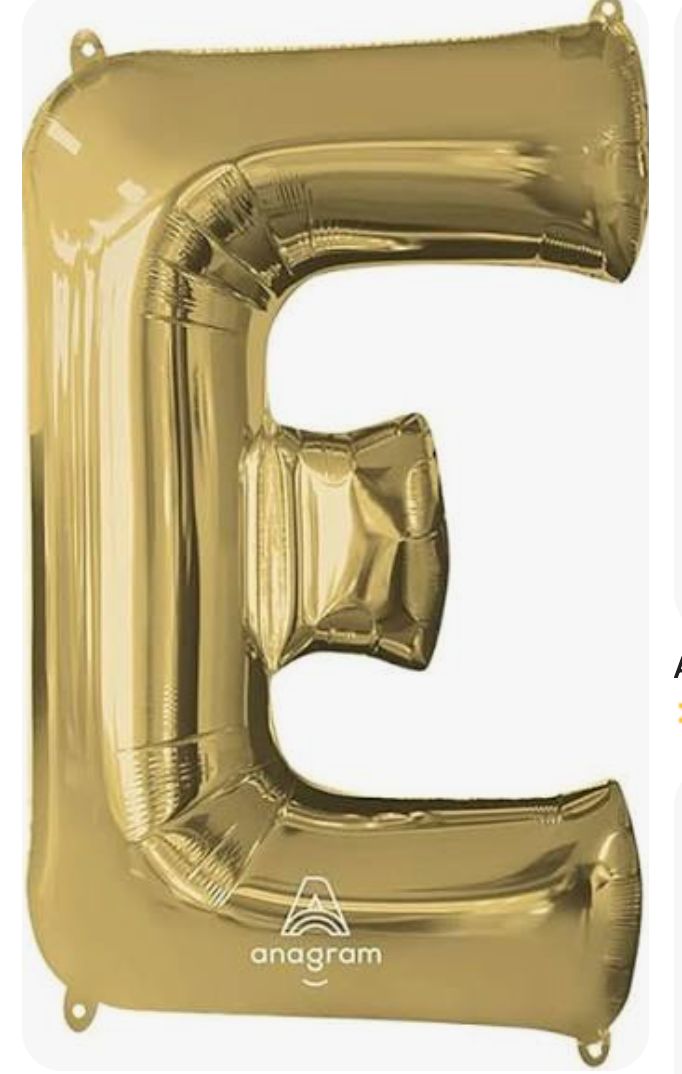 34" JUMBO LETTER "E", COLOR: GOLD