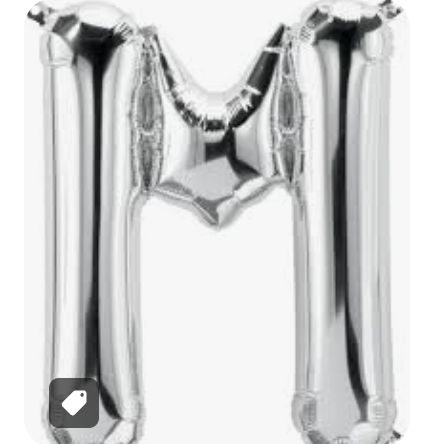 34" JUMBO LETTER "M", COLOR: SILVER