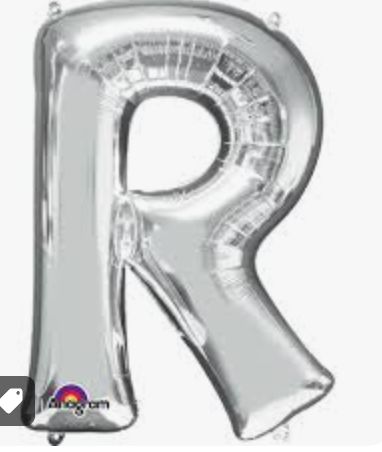34" JUMBO LETTER "R", COLOR: SILVER
