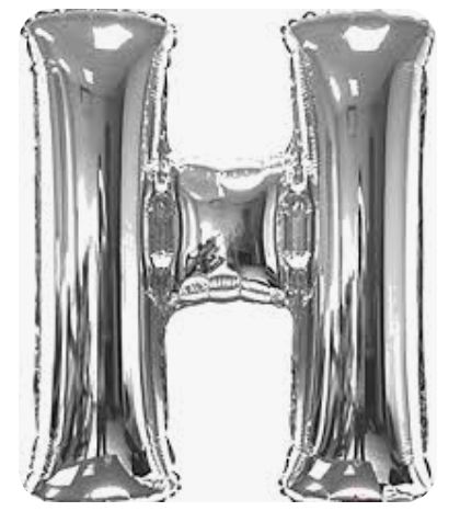 34" JUMBO LETTER "H", COLOR: SILVER