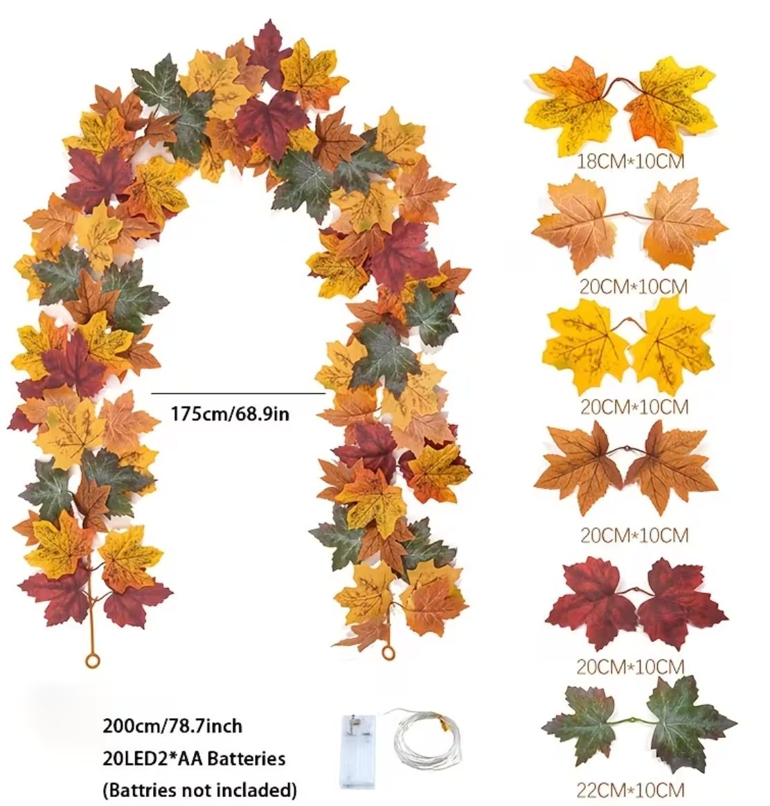 MAPLE LEAF GARLAND W/ LED LIGHT