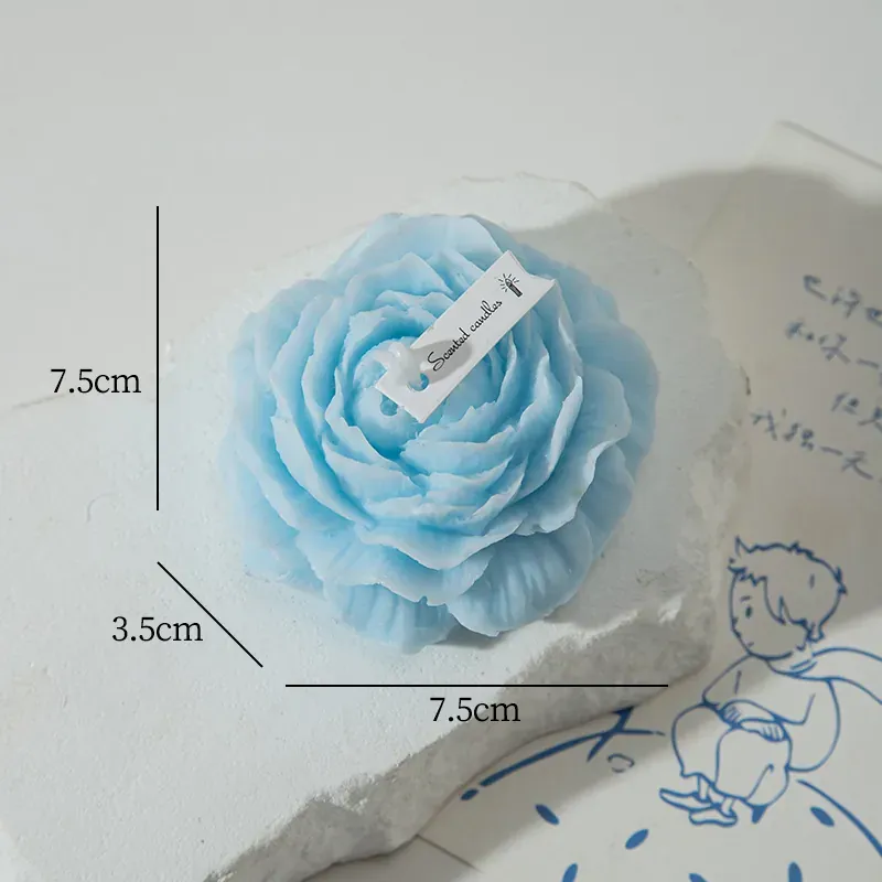 PEONY FLOWER SHAPED CANDLE, COLOR: BLUE