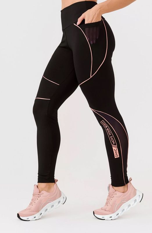 BLACK JAZZ LEGGINGS IN POLYAMIDE SUPLEX WITH RUBBERIZED PRINT