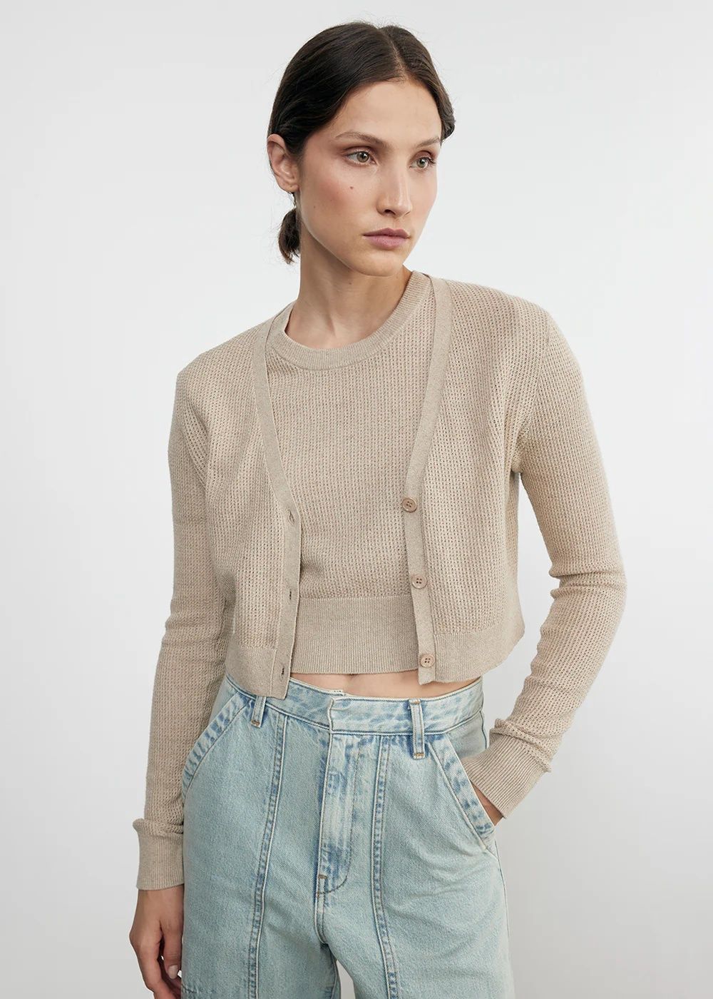 Linen Cropped Cardigan