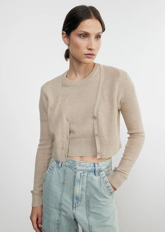 Linen Cropped Cardigan