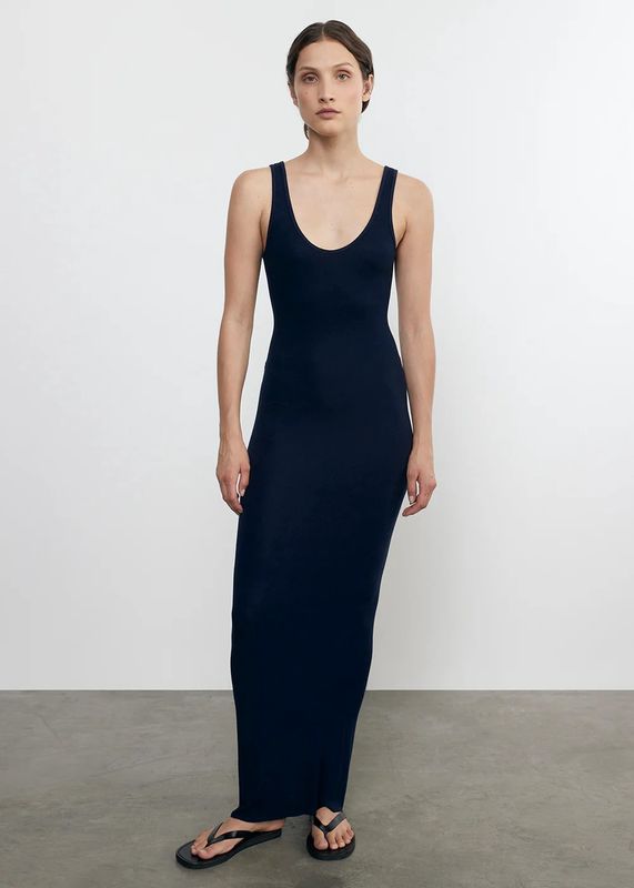 Silk knit maxi tank dress