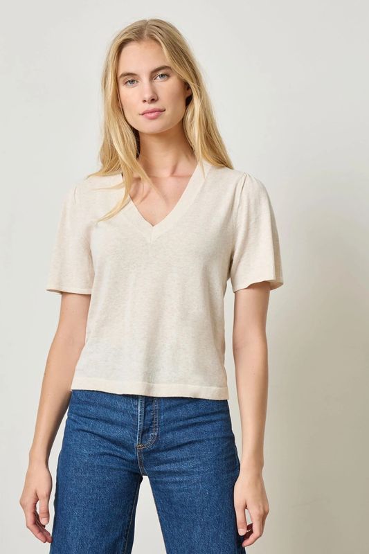 Short Sleeve V-Neck Sweater
