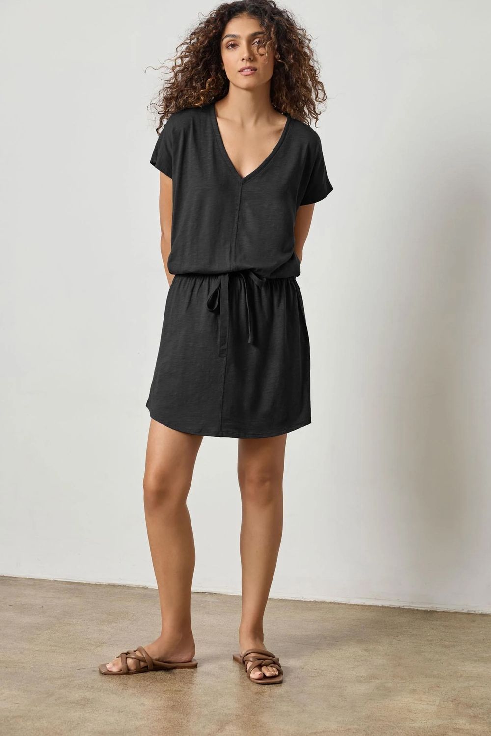 Elastic Waist V-Neck Dress