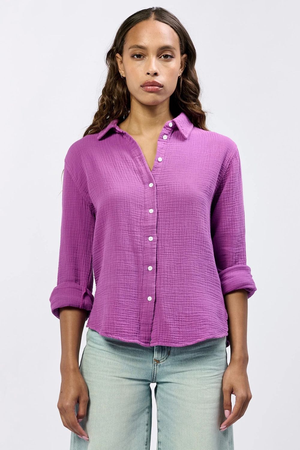 Gaia Poplin button down, Colour: Cattleya, Size: XSmall