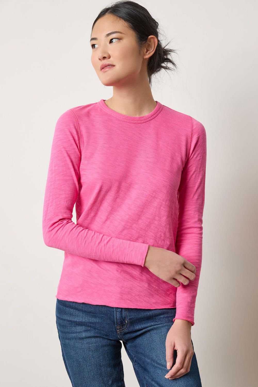 Long Sleeve Bias Crewneck, Colour: Rosebud, Size: XSmall
