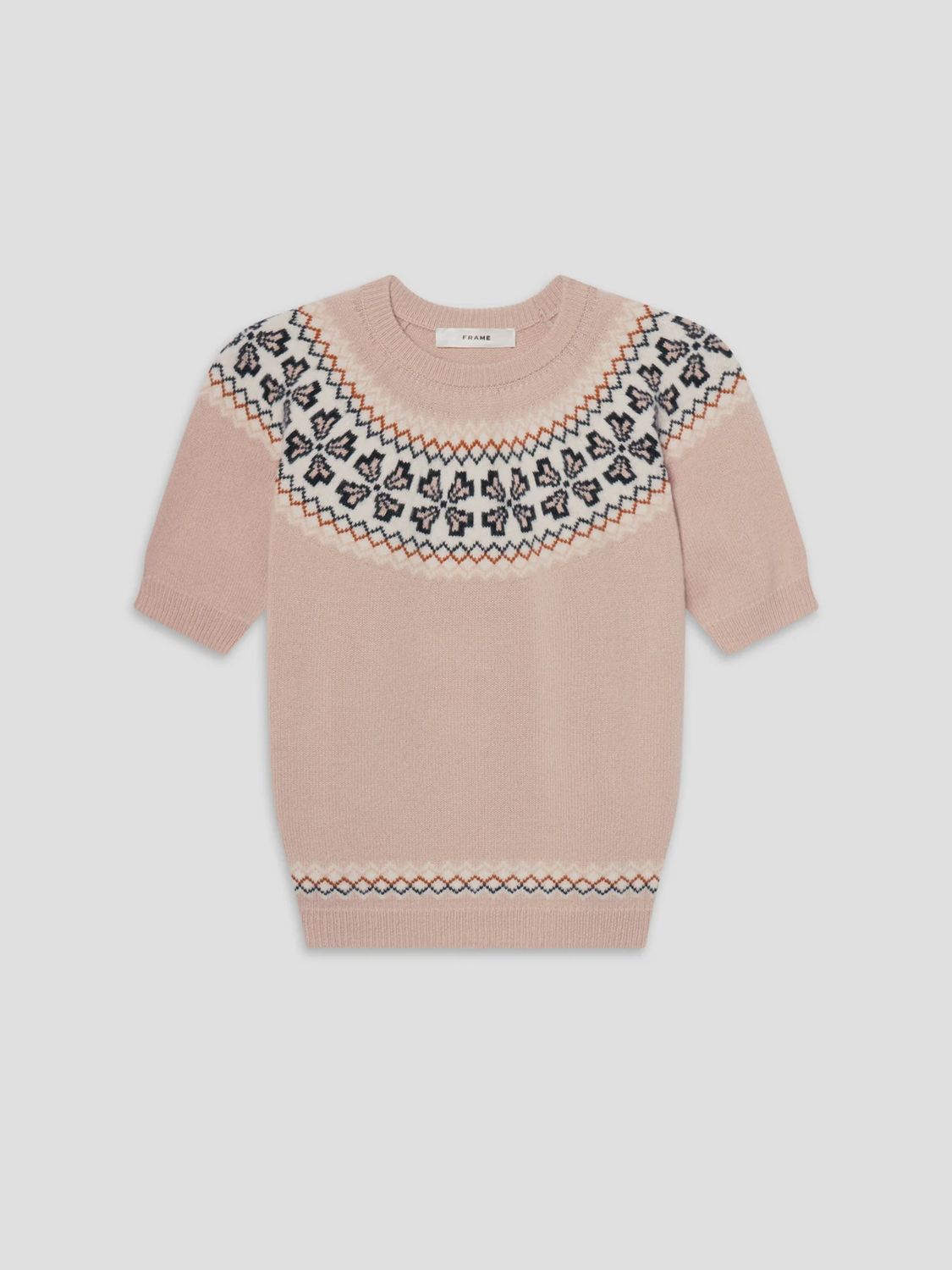 The S/S Cashmere Fairisle Sweater, Colour: Pink Sand, Size: XSmall
