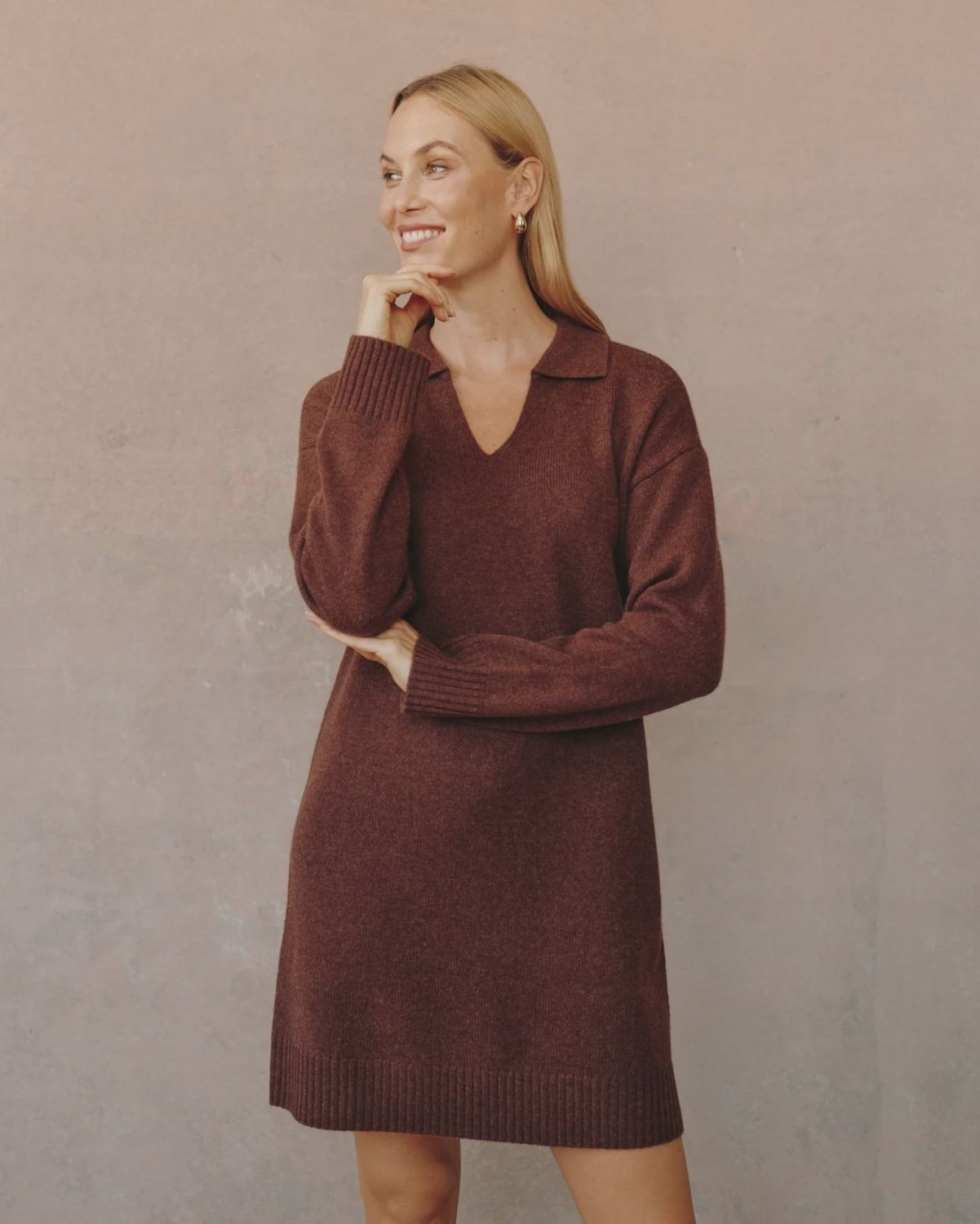 Sweater Dress, Colour: Red Oak, Size: XSmall