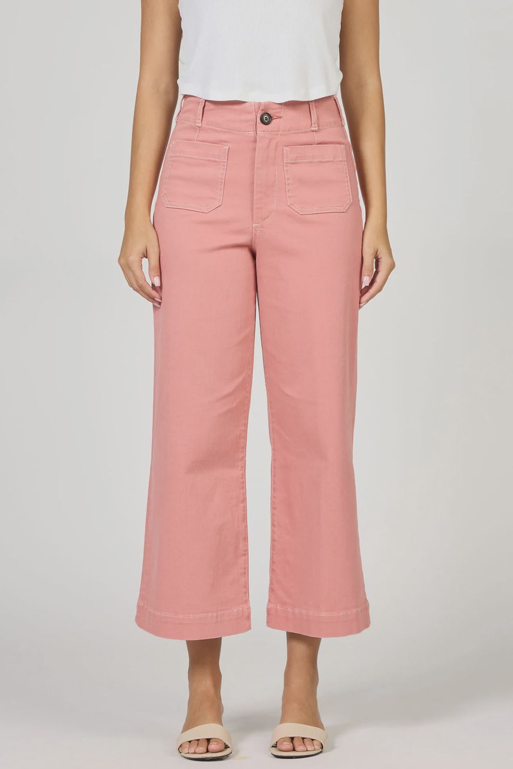 Audrey High Rise Wide Leg Cropped, Colour: Terracotta, Size: 24