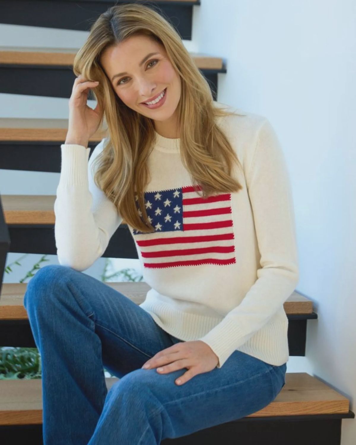 Cotton Cashmere Vintage  Flag Sweater, Colour: Abyss, Size: XSmall