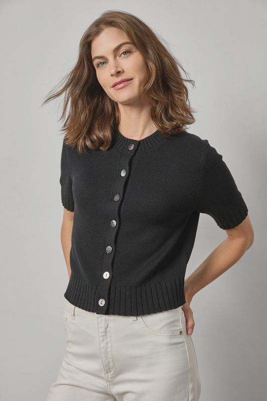 Elbow Sleeve Black Cardigan