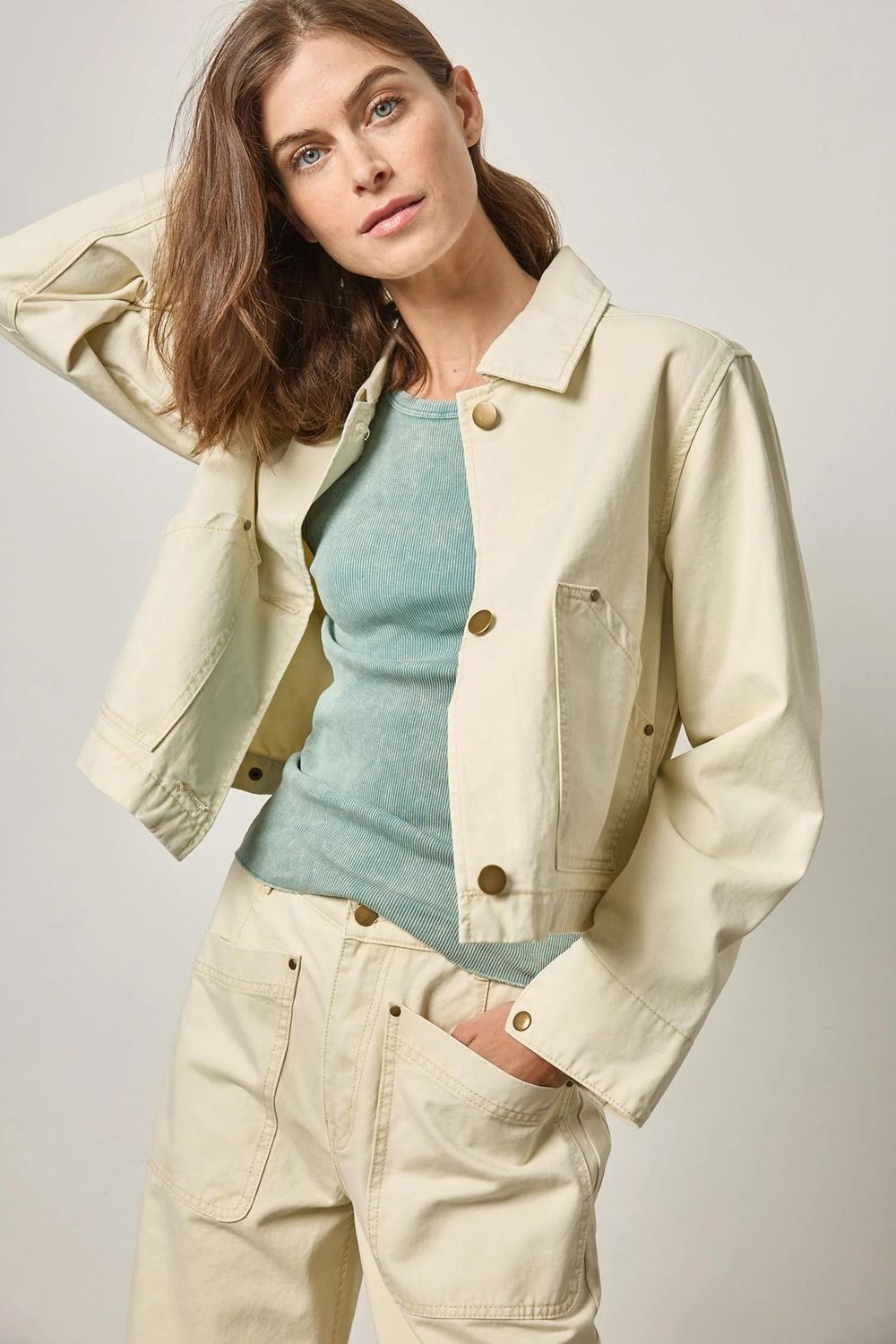 Twill Utility Jacket, Colour: Parchment, Size: XSmall