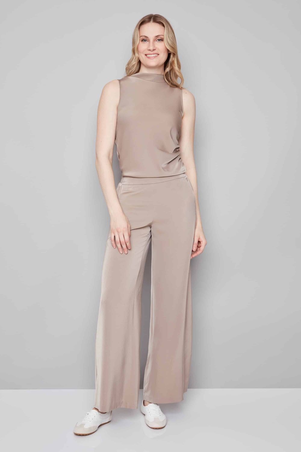 Fiona Belize Satin Straight Leg Pant, Colour: Almond, Size: XSmall