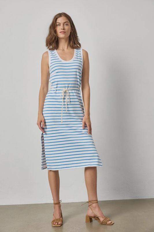 Rib Stripe Side Slit Tank Dress