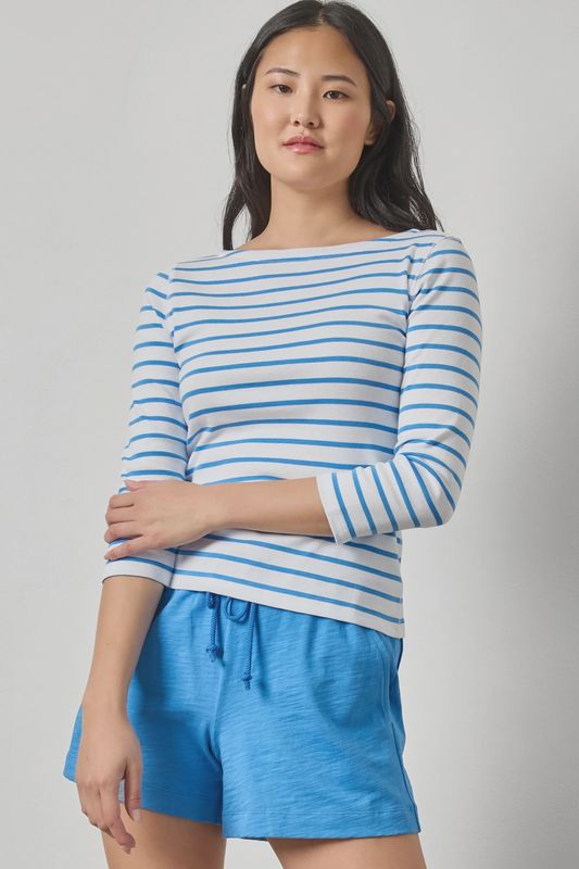 Rib Stripe 3/4 Boatneck