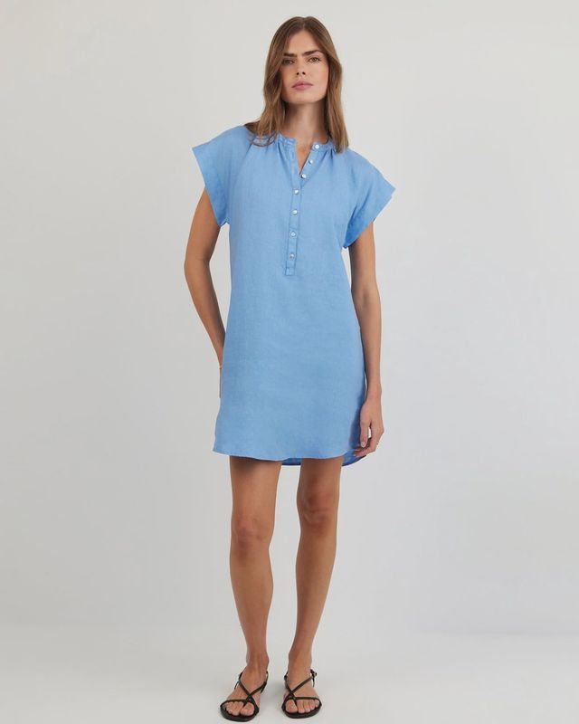Cap Sleeve Henley Dress