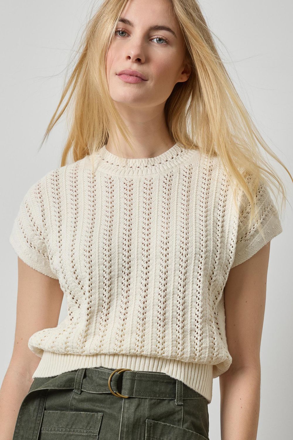 Novelty Stitch Wedge Cream Sweater
