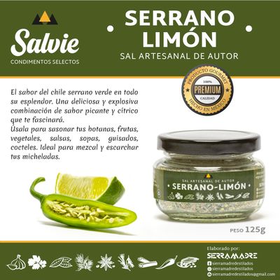 SAL DE CHILE SERRANO Y LIMÓN (3 piezas)