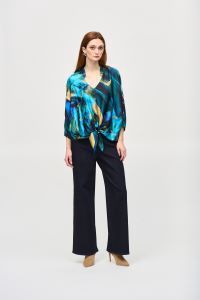 Joseph 243102 Satin Abstract Print Cocoon Top