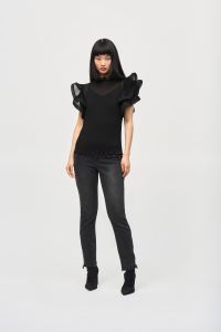 Joseph 243957 Chiffon Pleated Top With Ruffled Sleeves