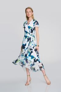 Joseph 242703 Silky Knit &amp; Chiffon Floral Wrap Dress