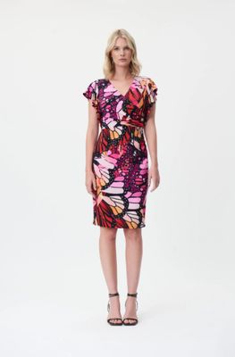 Joseph 232108 Butterfly Print Flutter Sleeve Dress