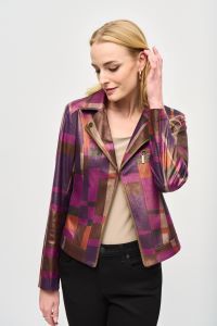 Joseph 243921 Foiled Print Faux Suede Jkt, Size XS-XL: SM