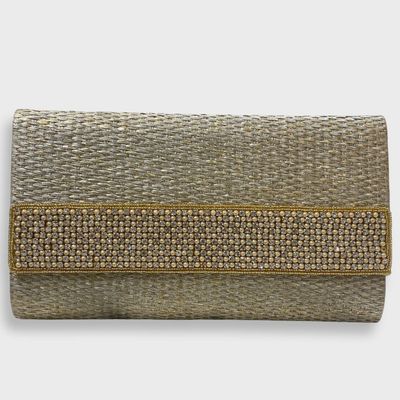 David Jeffrey DK-10768-GO Gold/Clear Stones Clutch
