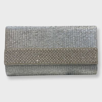 David Jeffrey DK-10768-SI Silver w/Clear Stones Clutch