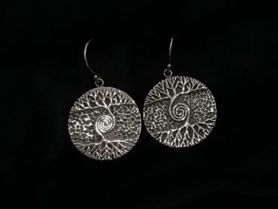 JJ AER-4787 Hook Sterling Silver Tree of Life w/Mother of Pearl Underlay Drop Earrings