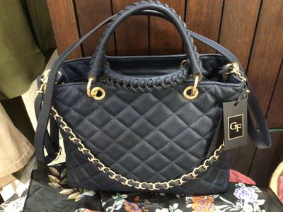 German Fuentes GF114080 Quitled Italian Leather Mid Handbag