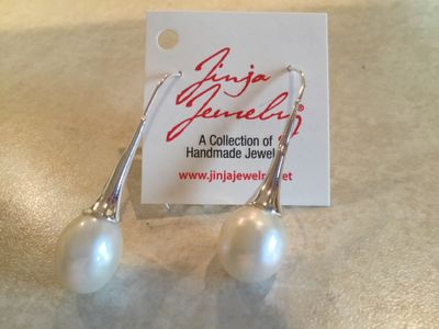 JJ AER-5145 Hook Sterling Silver Elegant Designed Pearl Earrings