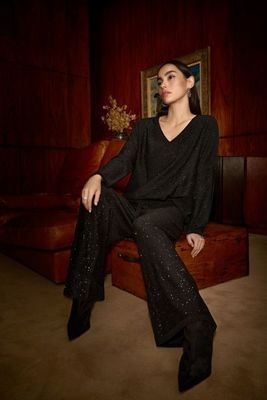 Joseph 244922 Sequined Sweater Knit Culotte Pants