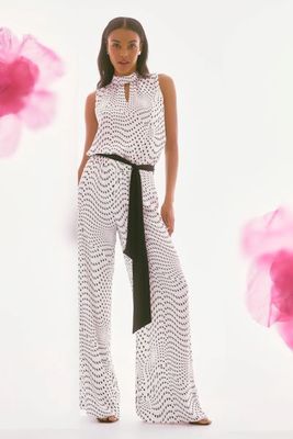 Joseph 251747 Satin Dot Print Belted Wide Leg Pants