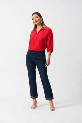 Joseph 251116 Woven Boxy Top w/Shirt Collar
