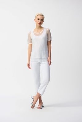 Joseph 251951 Two-Piece Rhinestone Mesh Top And Camisole