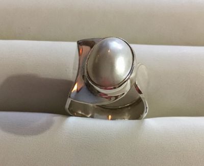 JJ ACC-1033 Sterling Silver Pearl Adjustable Ring
