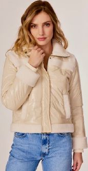 J SOCIETY 8400 Bomber Jacket w/Sherpa Trim, Size: XS, COLOR: VANILLA